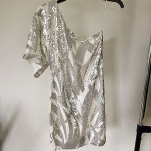 One Sleeve Sequin Mini Dress